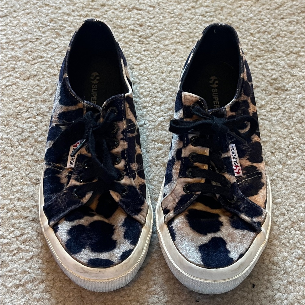 Superga Leopard Print Lace Up Sneakers Size Women 8